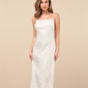 Lulu’s Elegant White Spaghetti Strap Dress